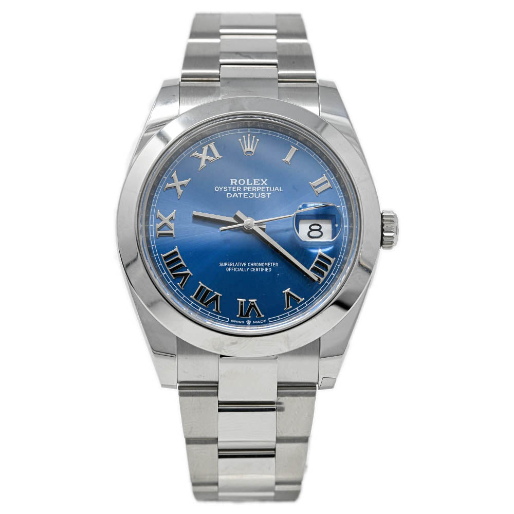 Rolex Datejust Stainless Steel 41mm Blue Roman Dial Watch Reference #: 126300 - Happy Jewelers Fine Jewelry Lifetime Warranty