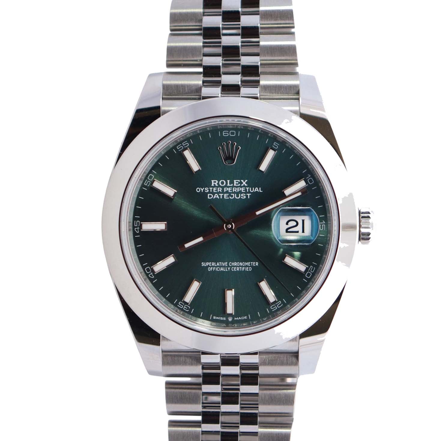 Rolex Datejust 41mm Green Dial Watch Ref# 126300 - Happy Jewelers Fine Jewelry Lifetime Warranty
