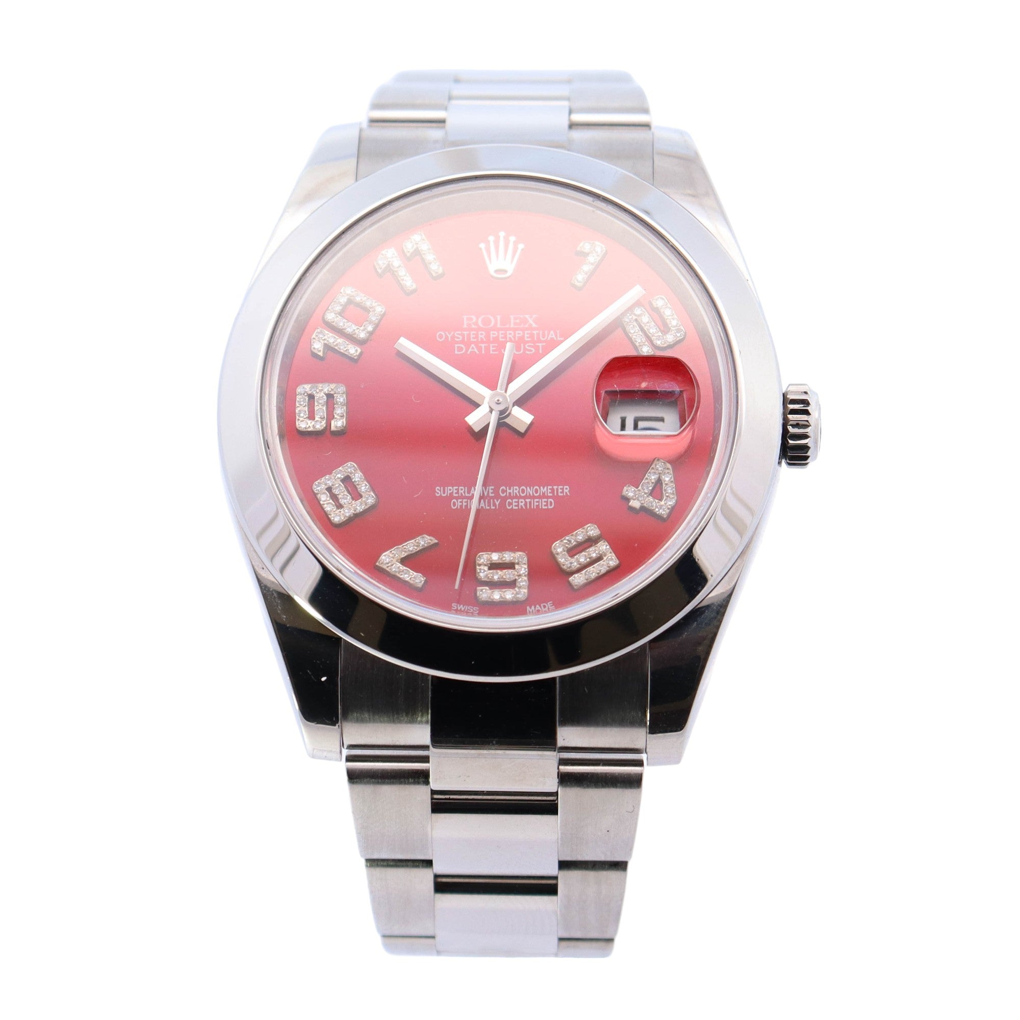 Rolex Datejust 41mm Stainless Steel Custom Red Roman Dial Watch Reference# 126300 - Happy Jewelers Fine Jewelry Lifetime Warranty