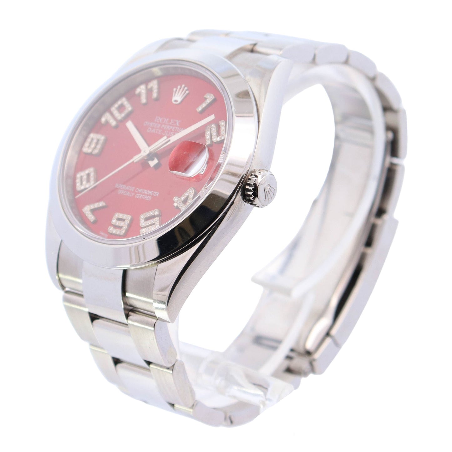Rolex Datejust 41mm Stainless Steel Custom Red Roman Dial Watch Reference# 126300 - Happy Jewelers Fine Jewelry Lifetime Warranty