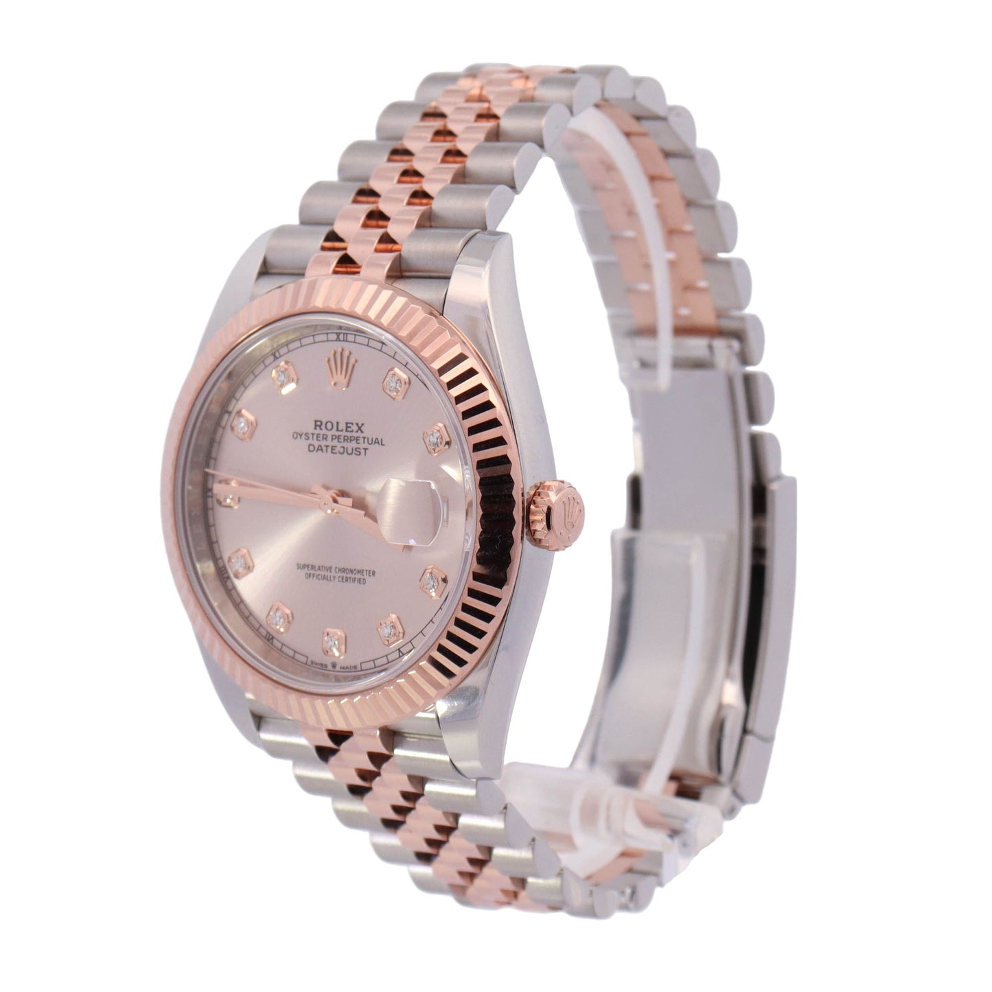 Rolex Datejust 41mm Everose Gold & Stainless Steel Sundust Pink Diamond Dial Watch Reference# 126301 - Happy Jewelers Fine Jewelry Lifetime Warranty