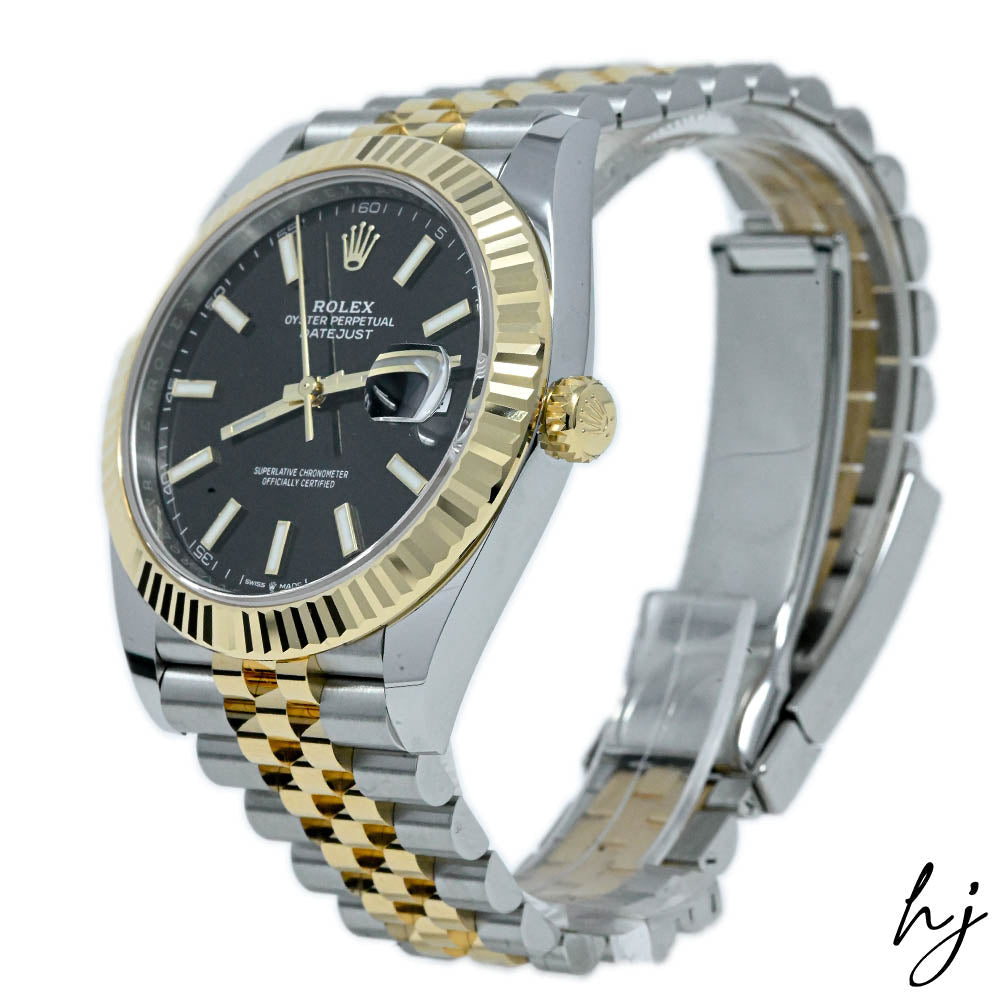 Rolex Men's Datejust 41 18K Yellow Gold & Steel 41mm Black Stick Dial Watch Reference #: 126333 - Happy Jewelers Fine Jewelry Lifetime Warranty