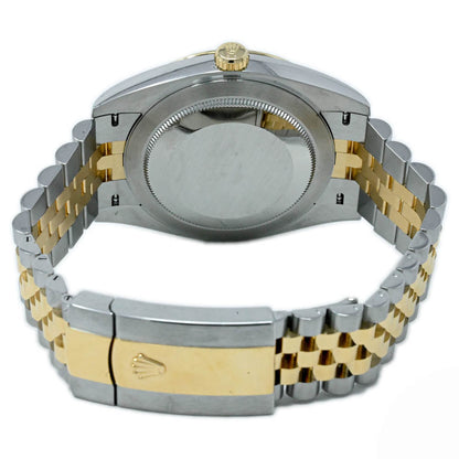 Rolex Datejust 41mm Two Tone Yellow Gold and Stainless Steel Black Stick Dial Watch - Happy Jewelers Fine Jewelry Lifetime Warranty