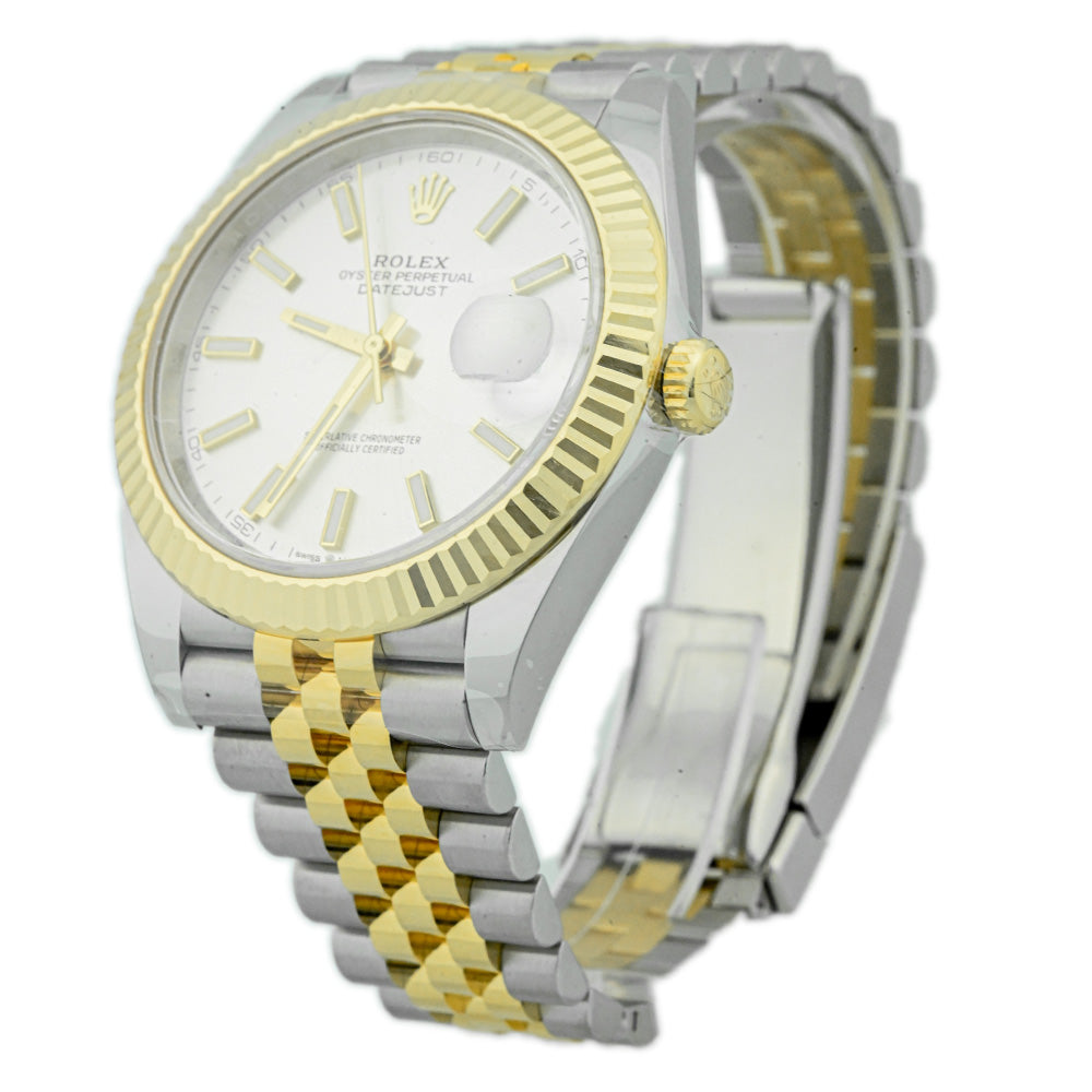 Rolex Men's Datejust 41 18K Yellow Gold & Steel 41mm Silver Stick Dial Watch Reference #: 126333 - Happy Jewelers Fine Jewelry Lifetime Warranty