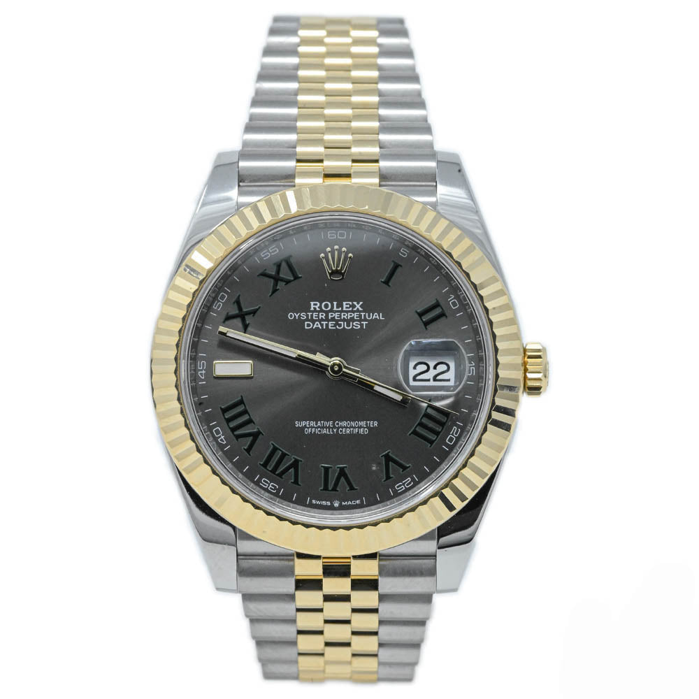 Rolex Datejust 41mm 18K Yellow Gold & Stainless Steel Wimbledon Dial Watch #: 126333 - Happy Jewelers Fine Jewelry Lifetime Warranty