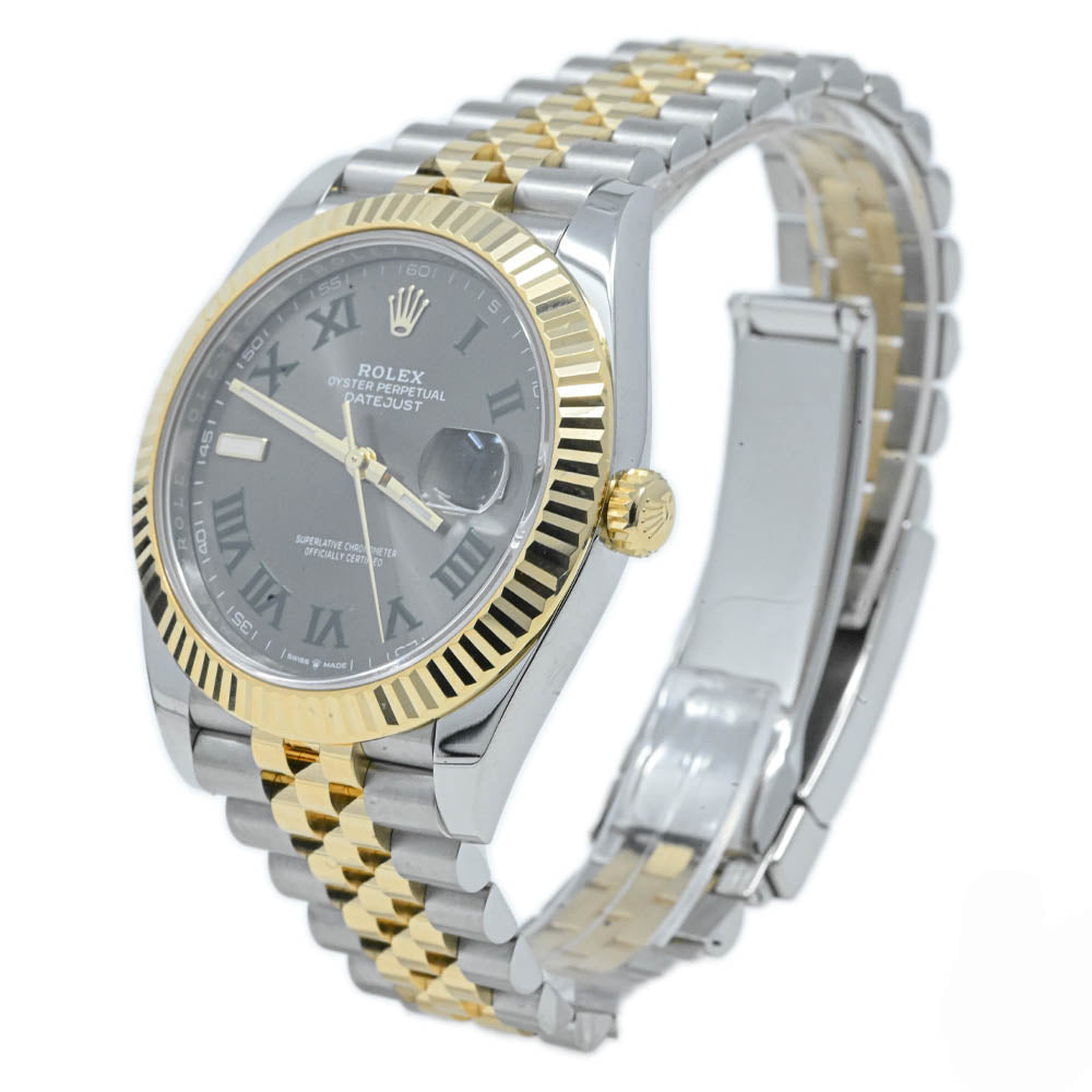 Rolex Men's Datejust 41 18K Yellow Gold & Steel 41mm Wimbledon Dial Watch Reference #: 126333 - Happy Jewelers Fine Jewelry Lifetime Warranty