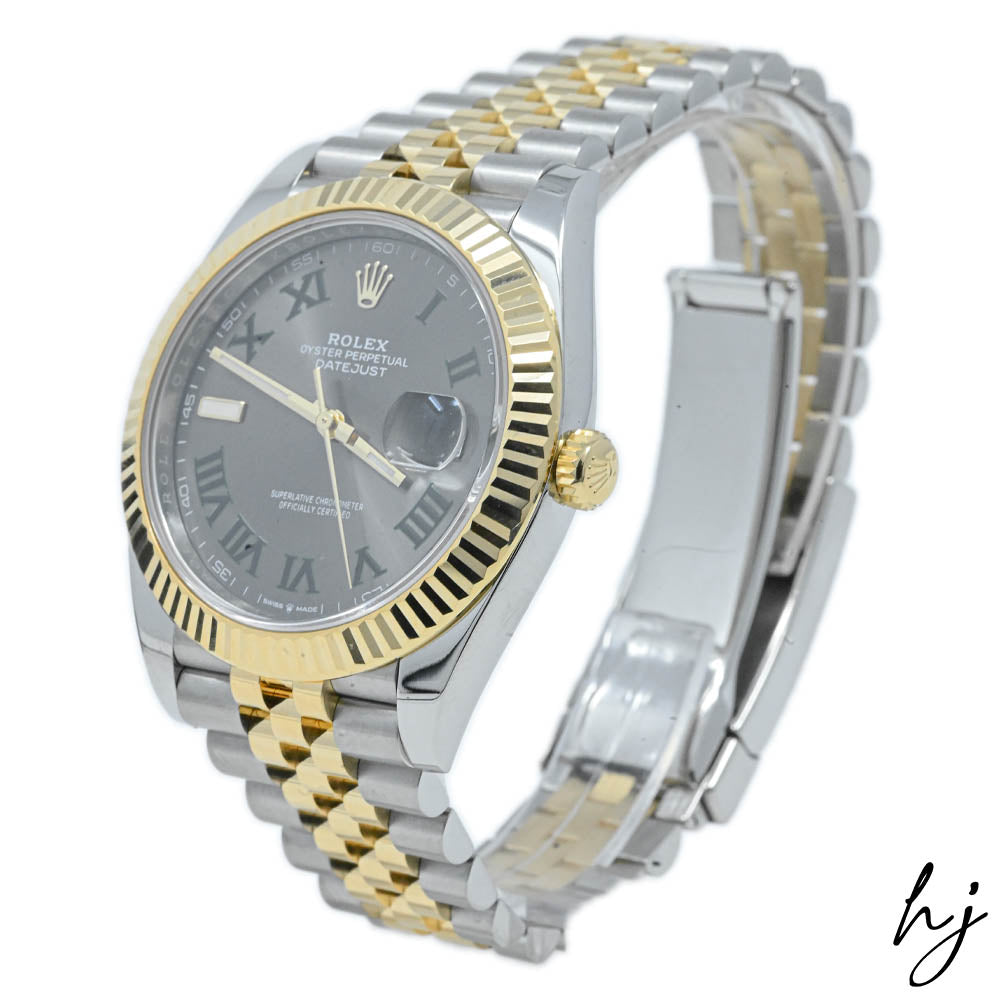 Rolex Men's Datejust 41 18K Yellow Gold & Steel 41mm Wimbledon Dial Watch Reference #: 126333 - Happy Jewelers Fine Jewelry Lifetime Warranty