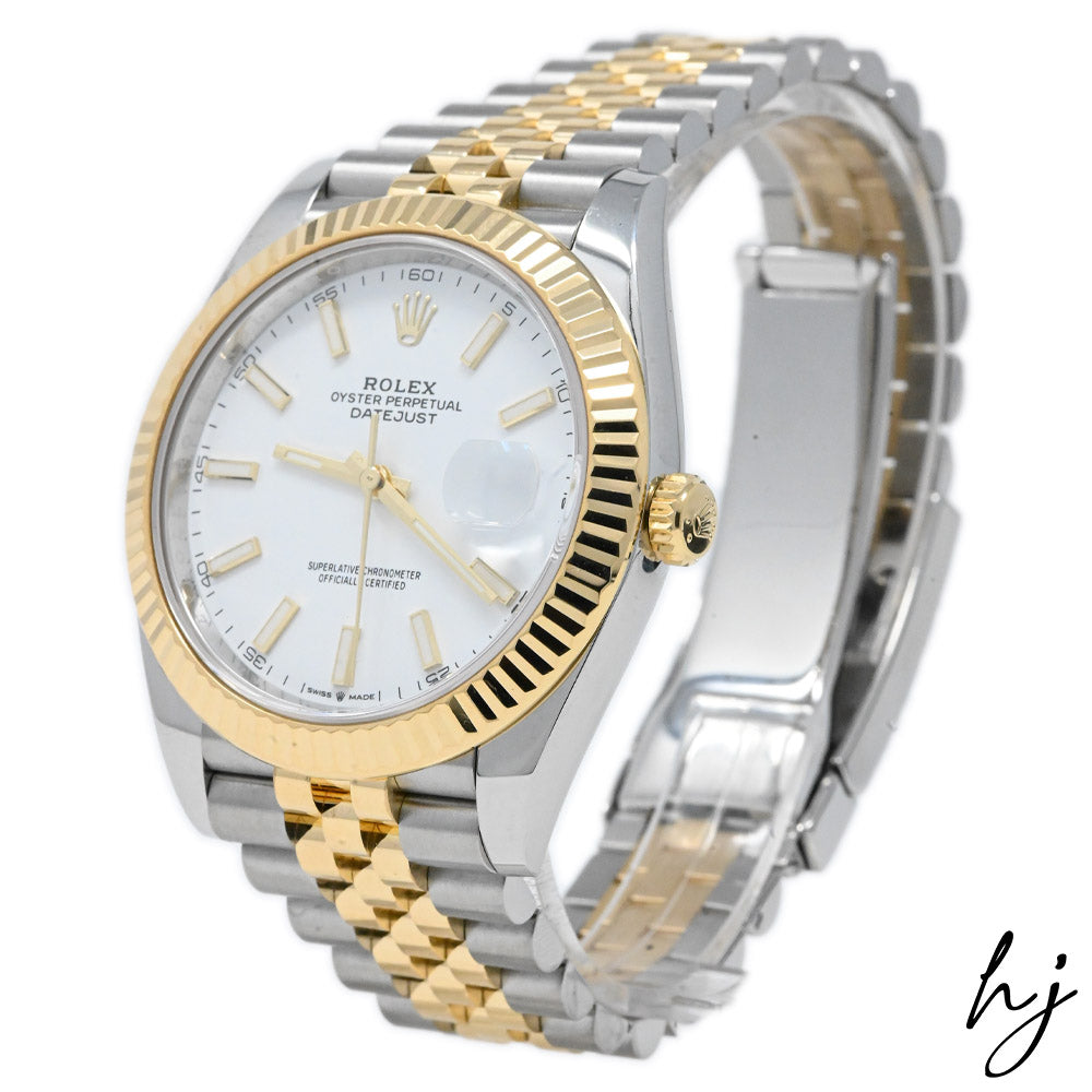 Rolex Men's Datejust 18K Yellow Gold & Steel 41mm White Stick Dial Watch Reference #: 126333 - Happy Jewelers Fine Jewelry Lifetime Warranty