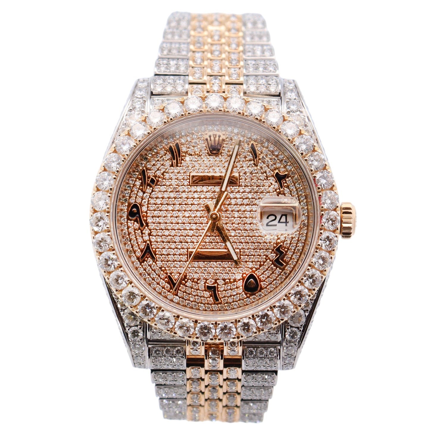 Rolex Men's Iced Out Datejust 41 Yellow Gold & Steel 41mm White Stick Dial Watch Reference# 126333 - Happy Jewelers Fine Jewelry Lifetime Warranty