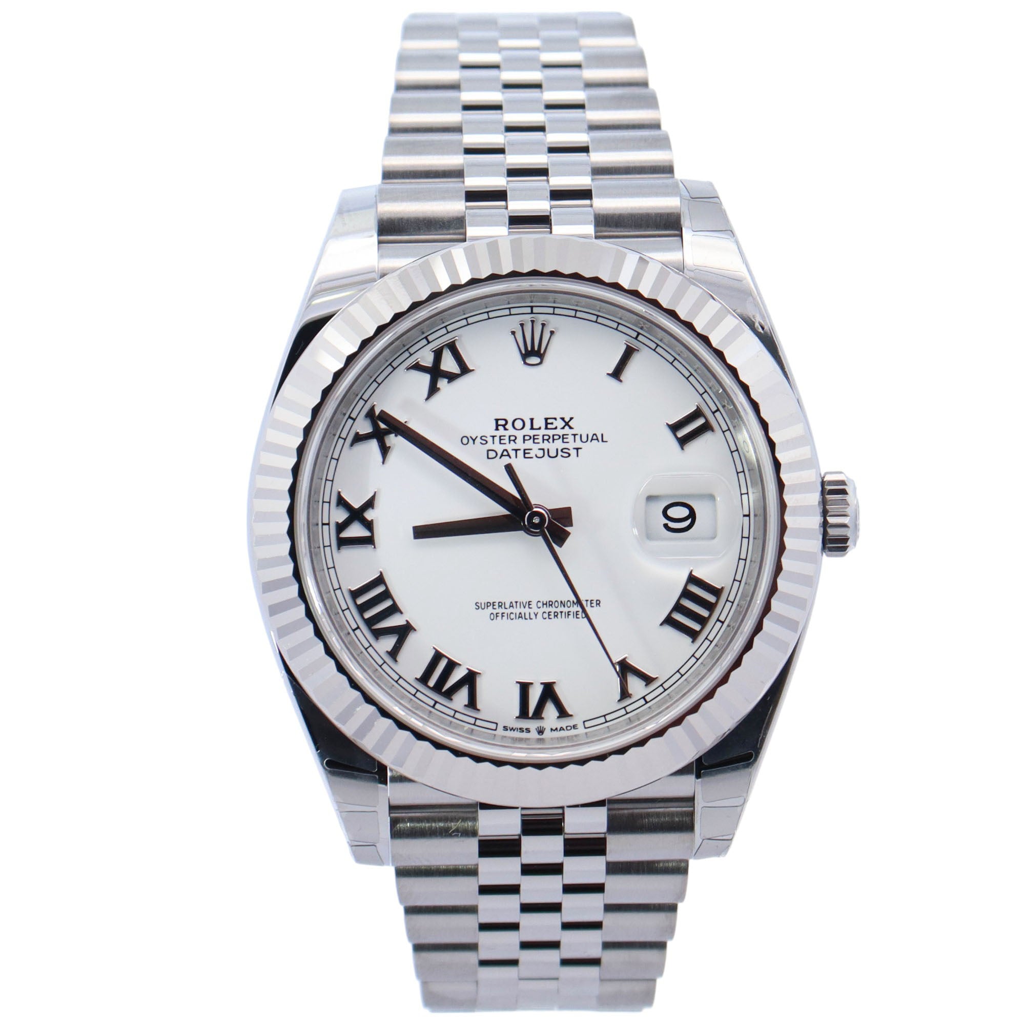 Rolex Datejust Stainless Steel 41mm White Roman Dial Watch Reference# 126334 - Happy Jewelers Fine Jewelry Lifetime Warranty