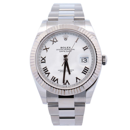 Rolex Datejust 41mm White Roman Dial Watch Ref# 126334