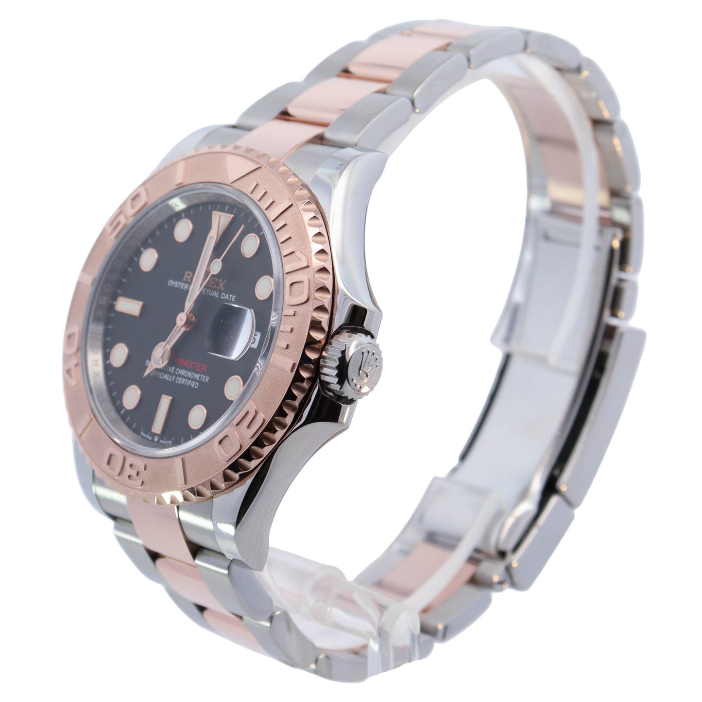Rolex Yacht Master Two Tone Rose Gold 40mm Black Dot Dial Watch Reference# 126621