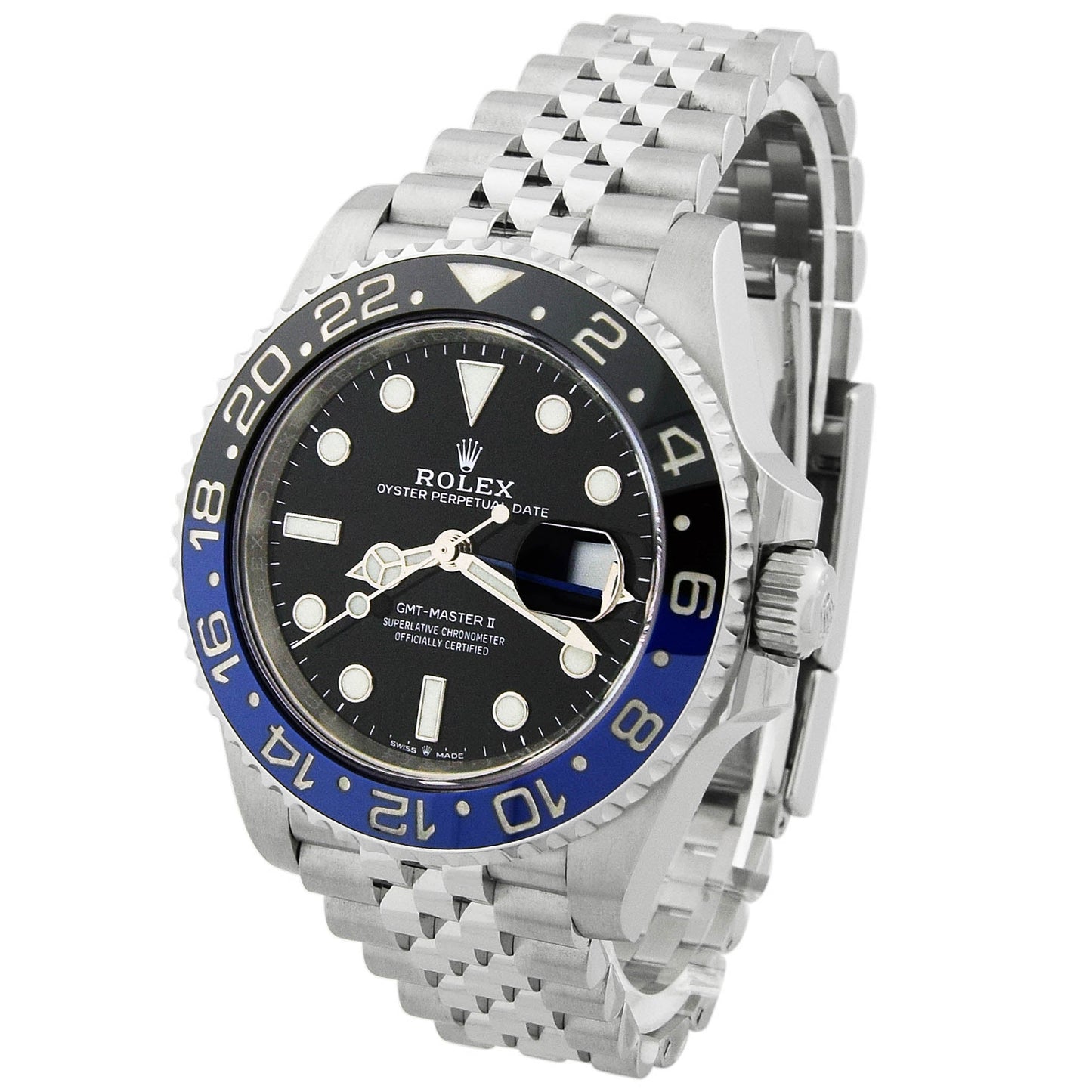 Rolex Men's GMT-Master II Batgirl Stainless Steel 40mm Black Dot Dial Watch Reference #: 126710BLNR - Happy Jewelers Fine Jewelry Lifetime Warranty