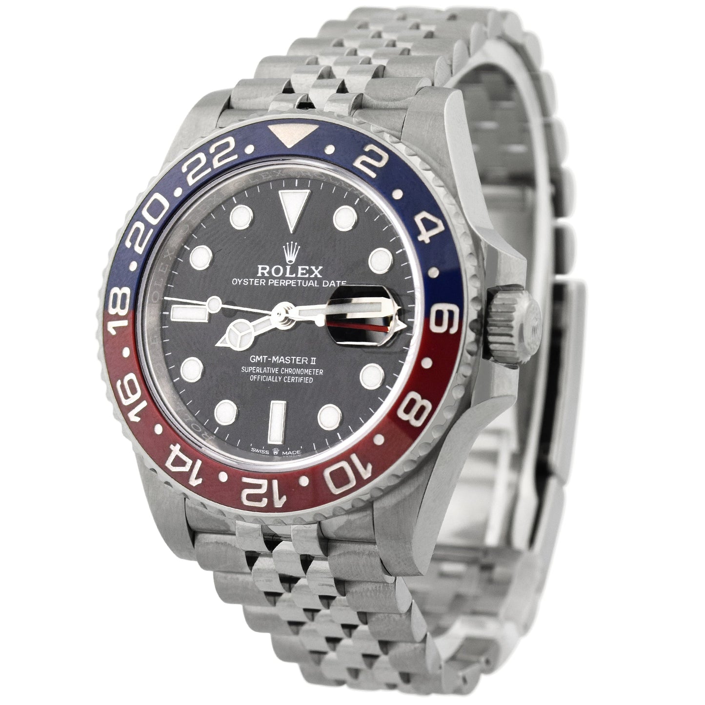 NEW! Rolex Men's GMT-Master II Pepsi Stainless Steel 40mm Black Dot Dial Watch Reference #: 126710BLRO - Happy Jewelers Fine Jewelry Lifetime Warranty