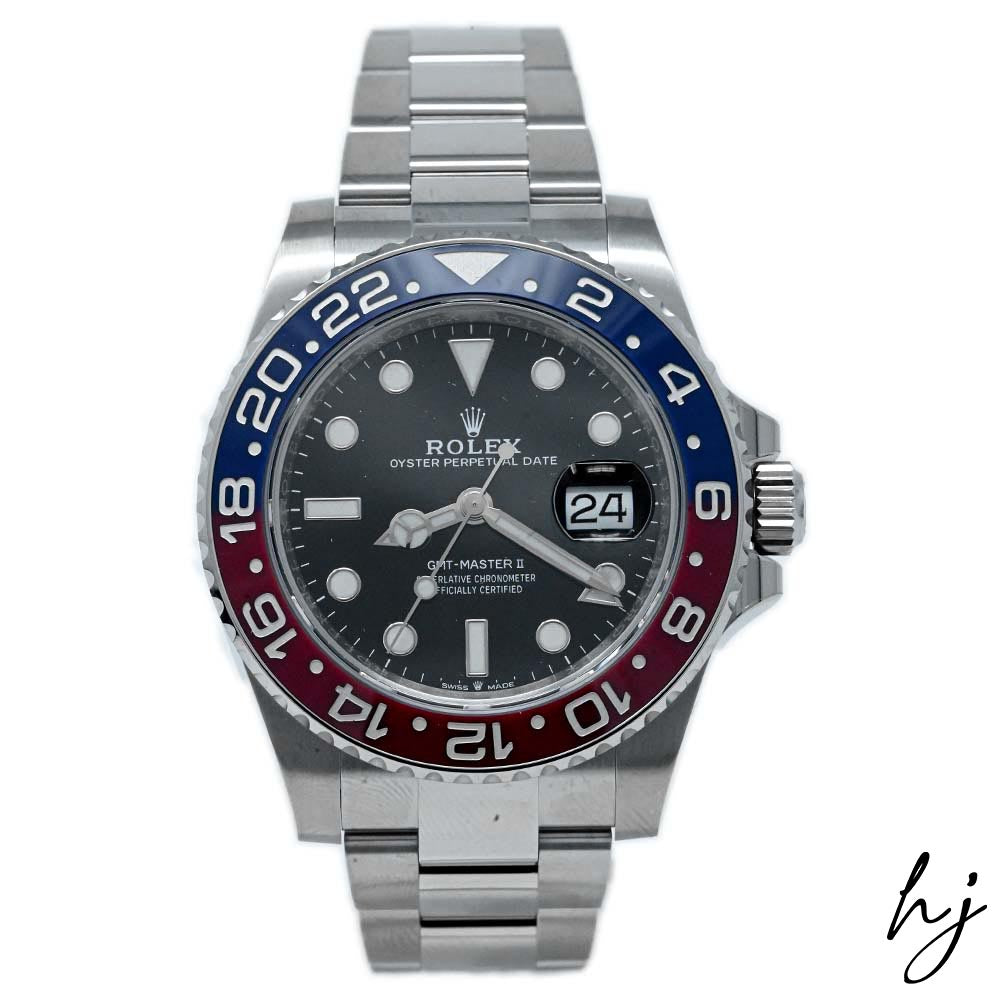 Rolex GMT Master II "Pepsi" Stainless Steel 40mm Black Dot Dial Watch Reference#: 126710BLRO - Happy Jewelers Fine Jewelry Lifetime Warranty