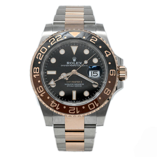 Rolex GMT Master II "Rootbeer" Two Tone Rose Gold & Steel 40mm Black Dot Dial Watch Reference#: 126711CHNR - Happy Jewelers Fine Jewelry Lifetime Warranty