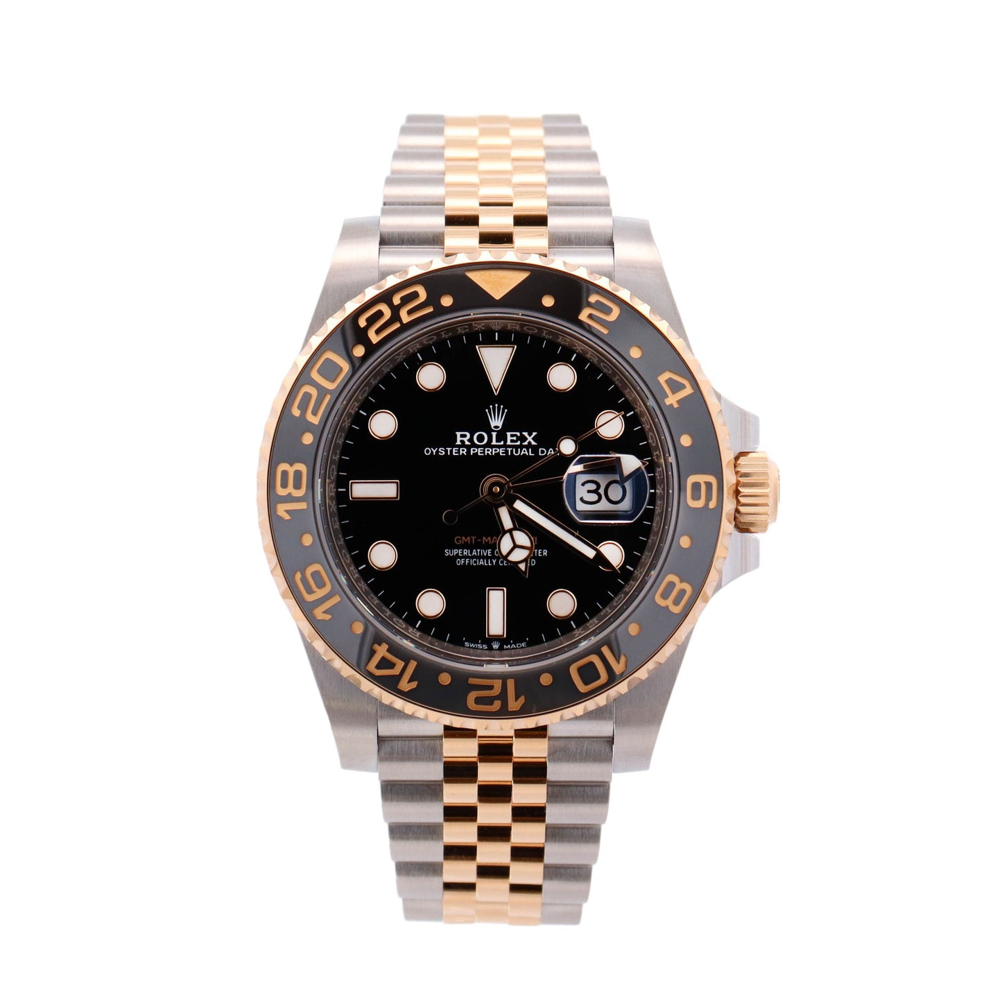 Rolex GMT Master II "Guinness" Two-Tone Stainless Steel & Yellow Gold 40mm Black Dot Dial Watch Reference #: 126713GRNR - Happy Jewelers Fine Jewelry Lifetime Warranty