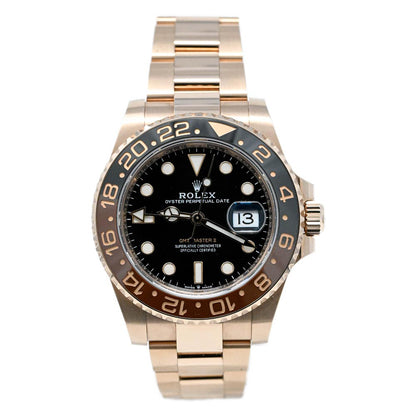 Rolex GMT Master II "Rootbeer" Rose Gold 40mm Black Dot Dial Watch Reference#: 126715CHNR - Happy Jewelers Fine Jewelry Lifetime Warranty