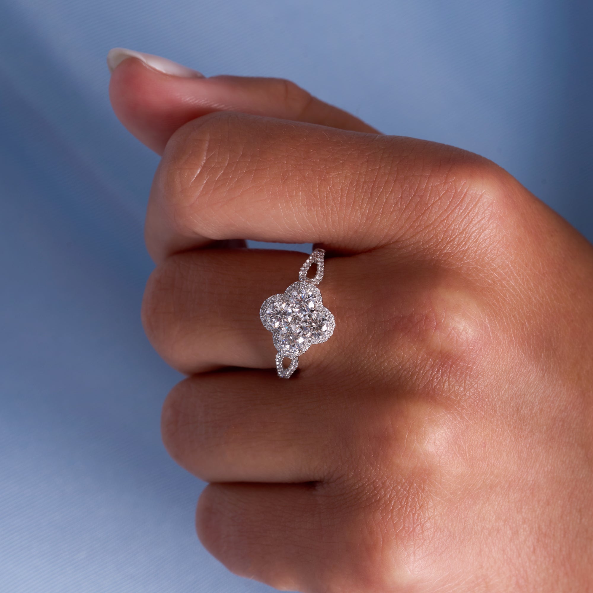 Clover Cluster Split Shank Ring