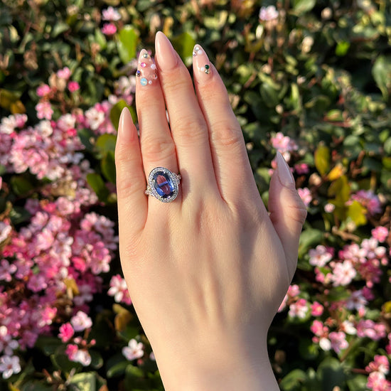 Oval Tanzanite Ring with Halo - Happy Jewelers Fine Jewelry Lifetime Warranty