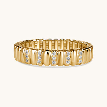 Alternating Diamond Ribbed Halfway Band - Happy Jewelers Fine Jewelry Lifetime Warranty