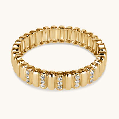 Alternating Diamond Ribbed Halfway Band - Happy Jewelers Fine Jewelry Lifetime Warranty