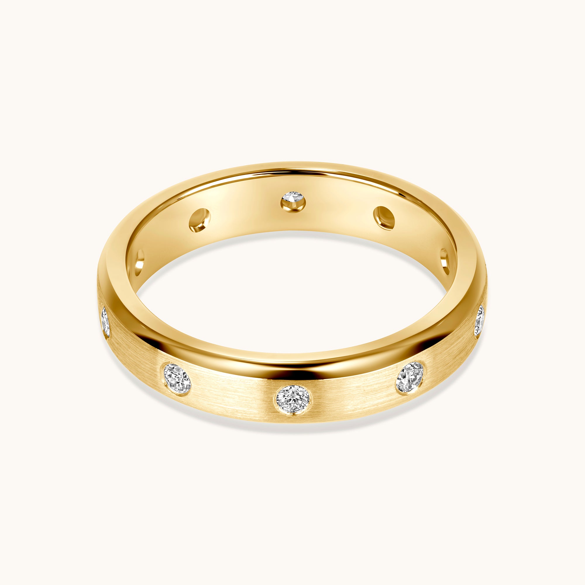 Brushed Inlay Diamond Band - Happy Jewelers Fine Jewelry Lifetime Warranty