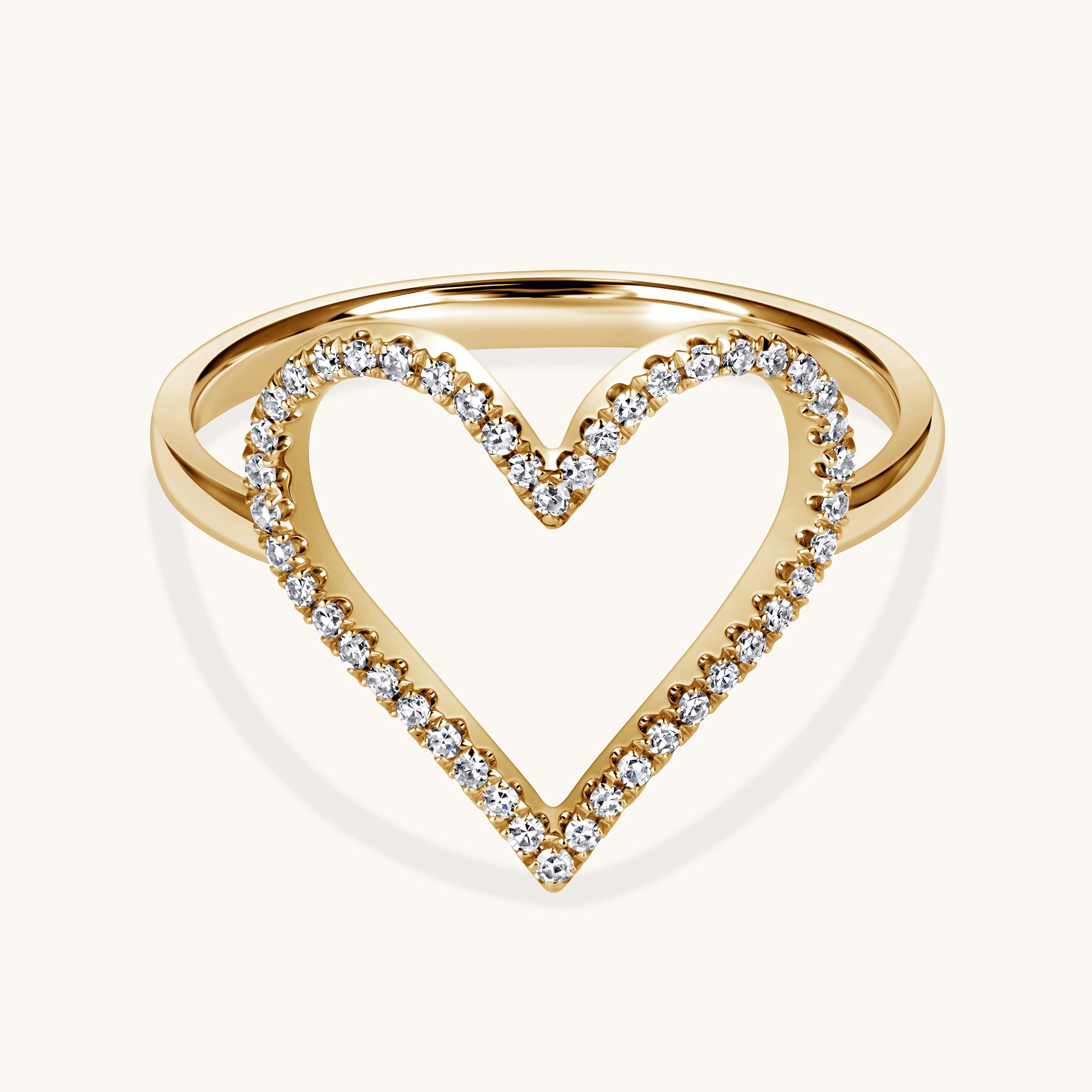 Open Heart Diamond Ring