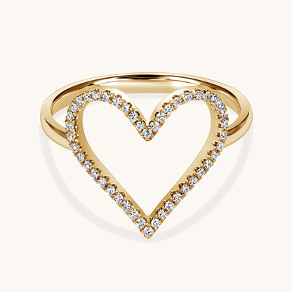 Open Heart Diamond Ring