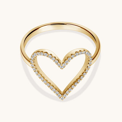 Open Heart Diamond Ring