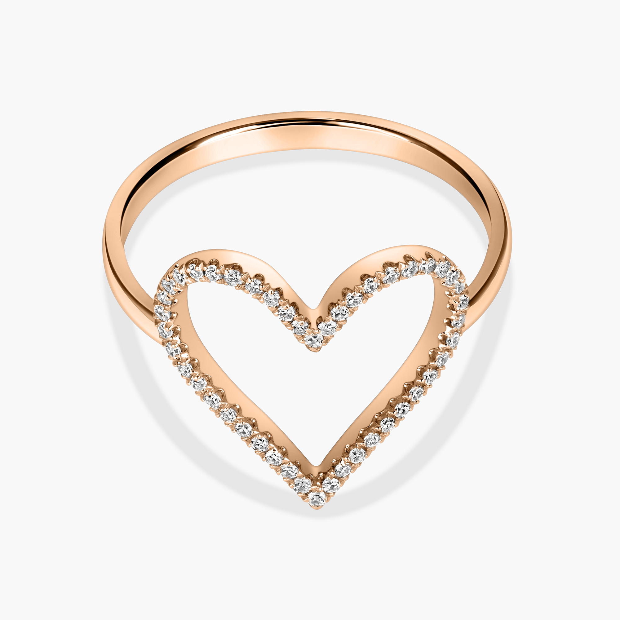 Open Heart Diamond Ring
