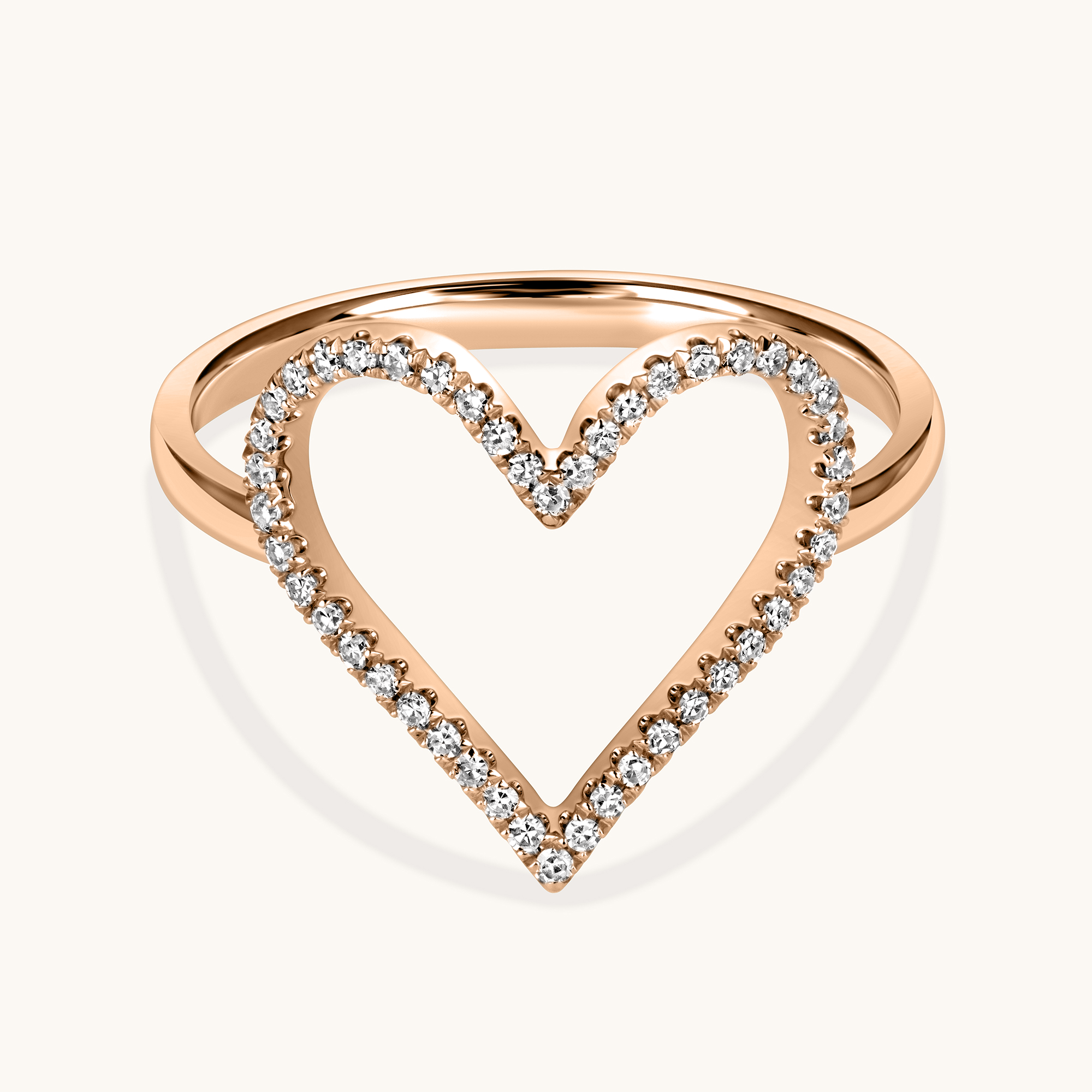 Open Heart Diamond Ring