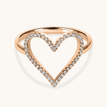 Open Heart Diamond Ring