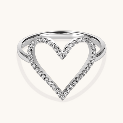 Open Heart Diamond Ring