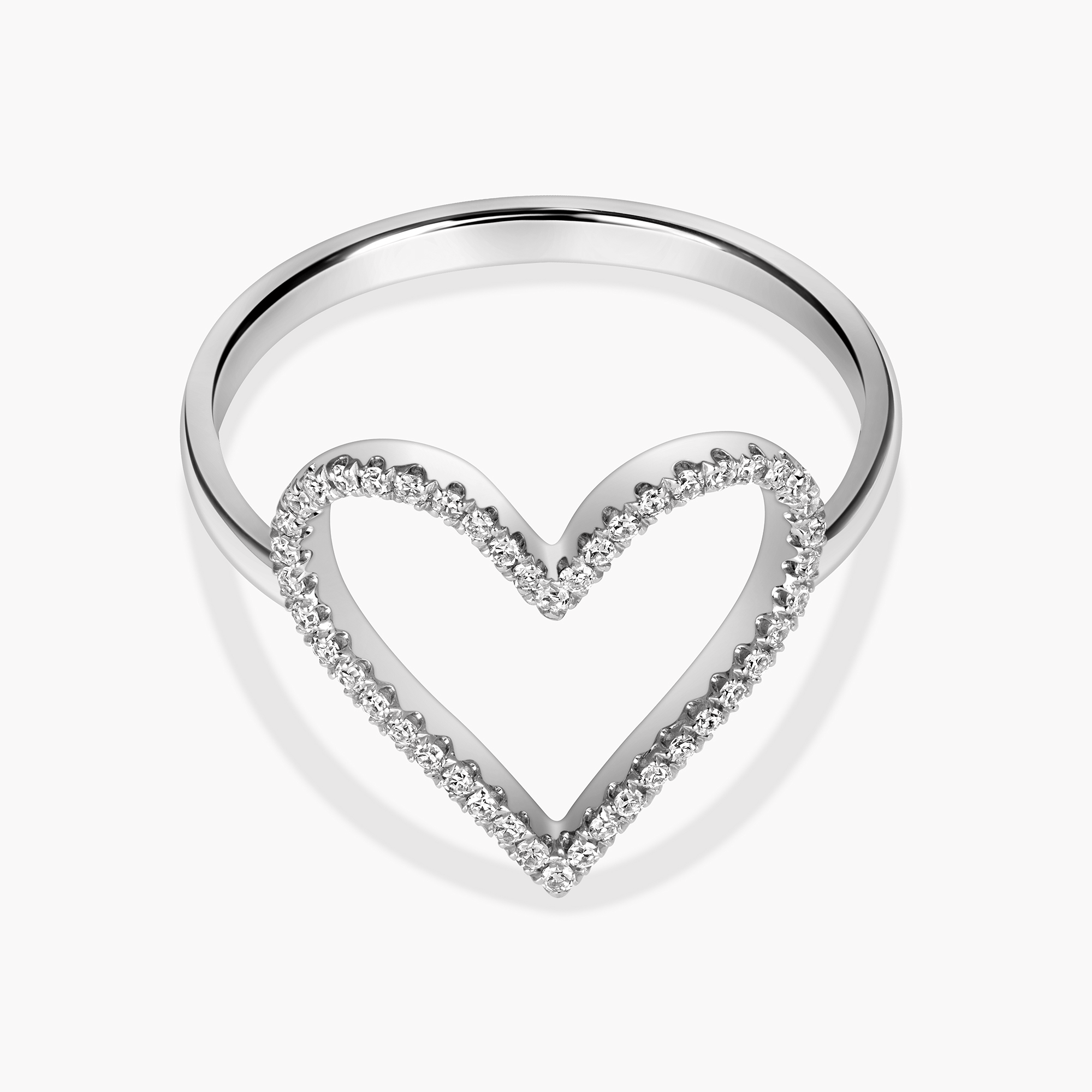 Open Heart Diamond Ring
