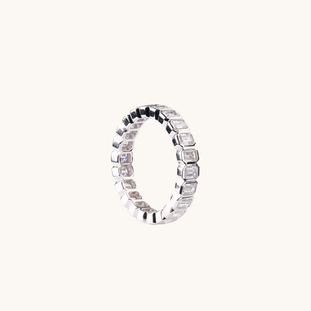 Bezel Set Emerald Lab Diamond Eternity Band