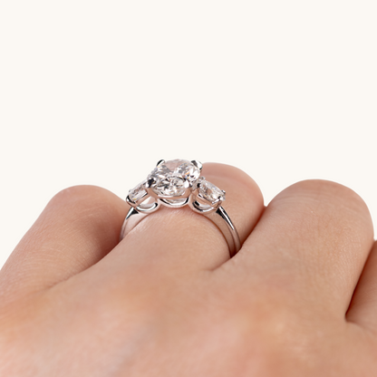 3.23 Oval Lab Diamond 3-Stone Engagement Ring - Happy Jewelers Fine Jewelry Lifetime Warranty
