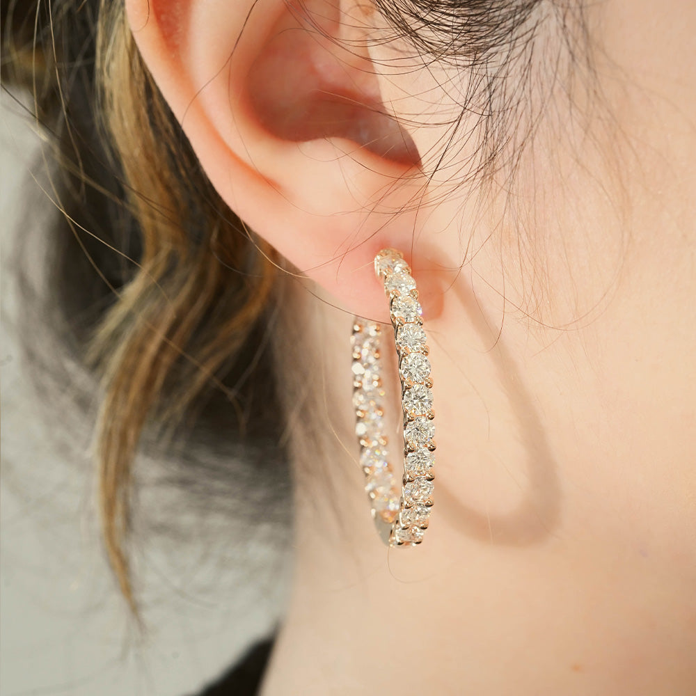 Diamond Oval Hoop Earrings - Happy Jewelers Fine Jewelry Lifetime Warranty