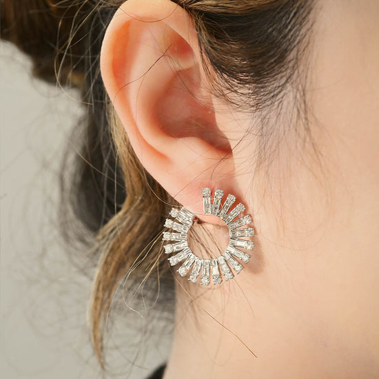 Baguette Halo Diamond Earrings - Happy Jewelers Fine Jewelry Lifetime Warranty