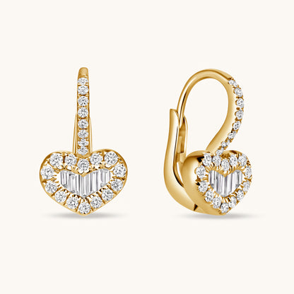 Sweetheart Baguette Diamond Dangle Earrings