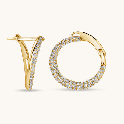 Diamond Pave Motion Hoops - Happy Jewelers Fine Jewelry Lifetime Warranty