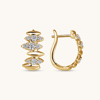 Sideways Marquise Huggies - Happy Jewelers Fine Jewelry Lifetime Warranty