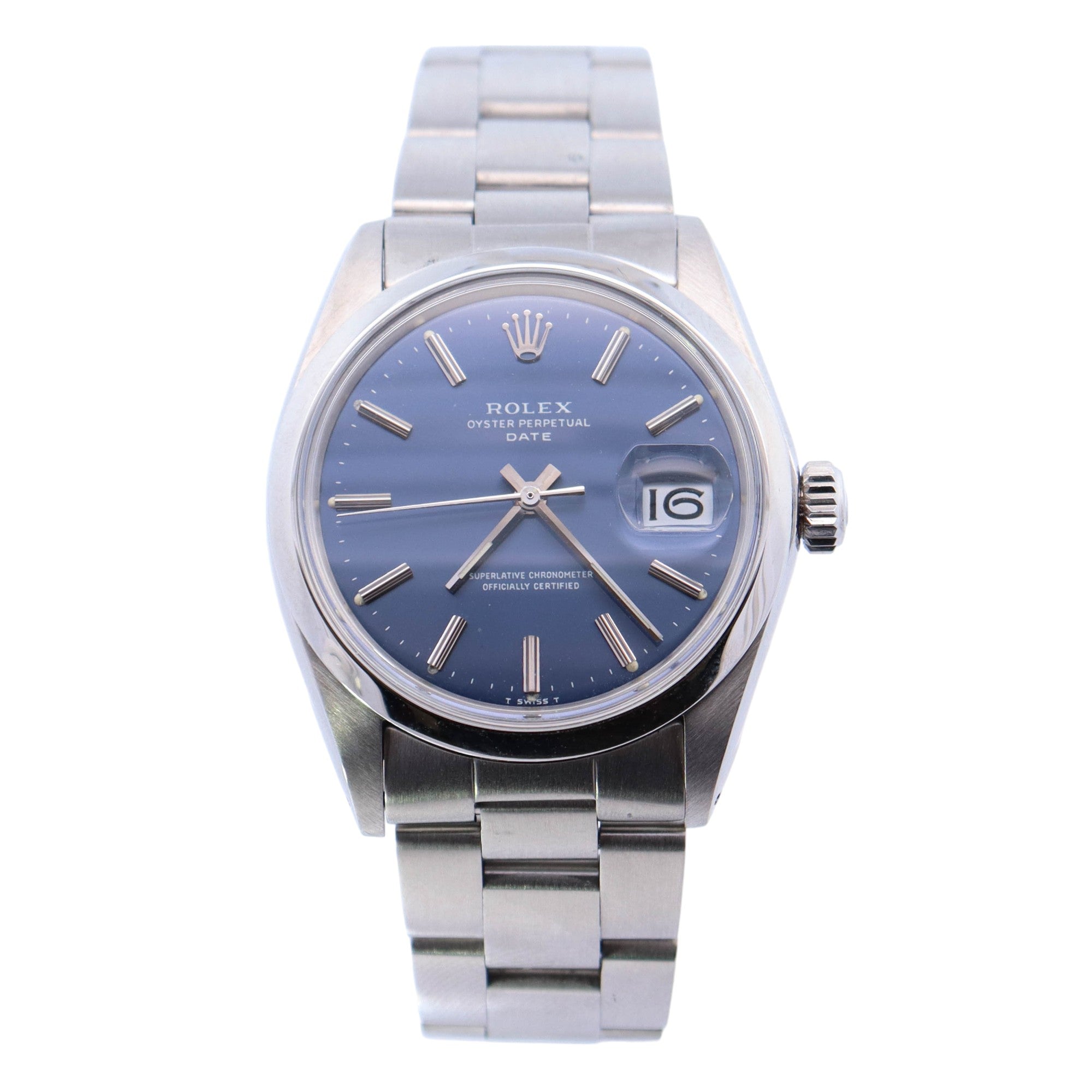 Rolex Datejust Stainless Steel 34mm Blue Stick Dial Watch Reference# 1500 - Happy Jewelers Fine Jewelry Lifetime Warranty
