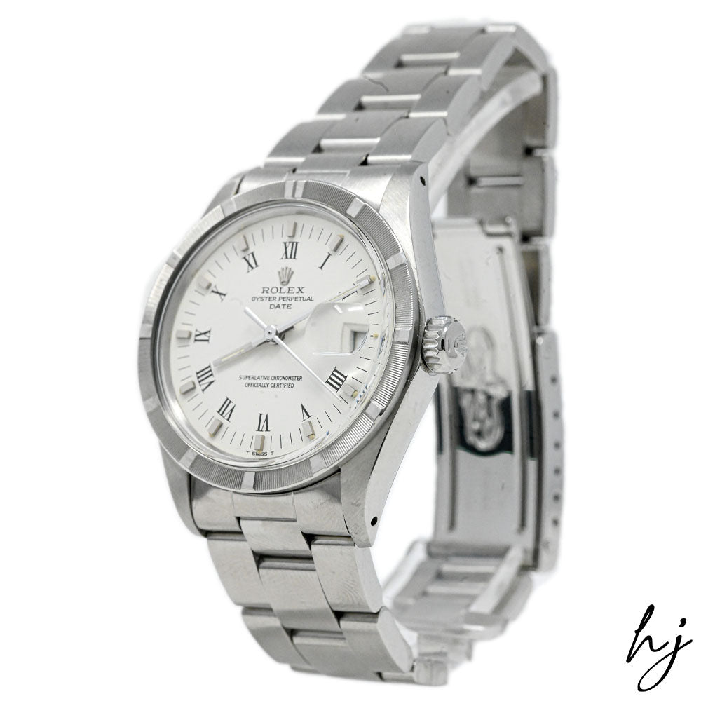 Vintage Rolex Unisex Date Stainless Steel 34mm White Roman Dial Watch Reference #: 1501 - Happy Jewelers Fine Jewelry Lifetime Warranty