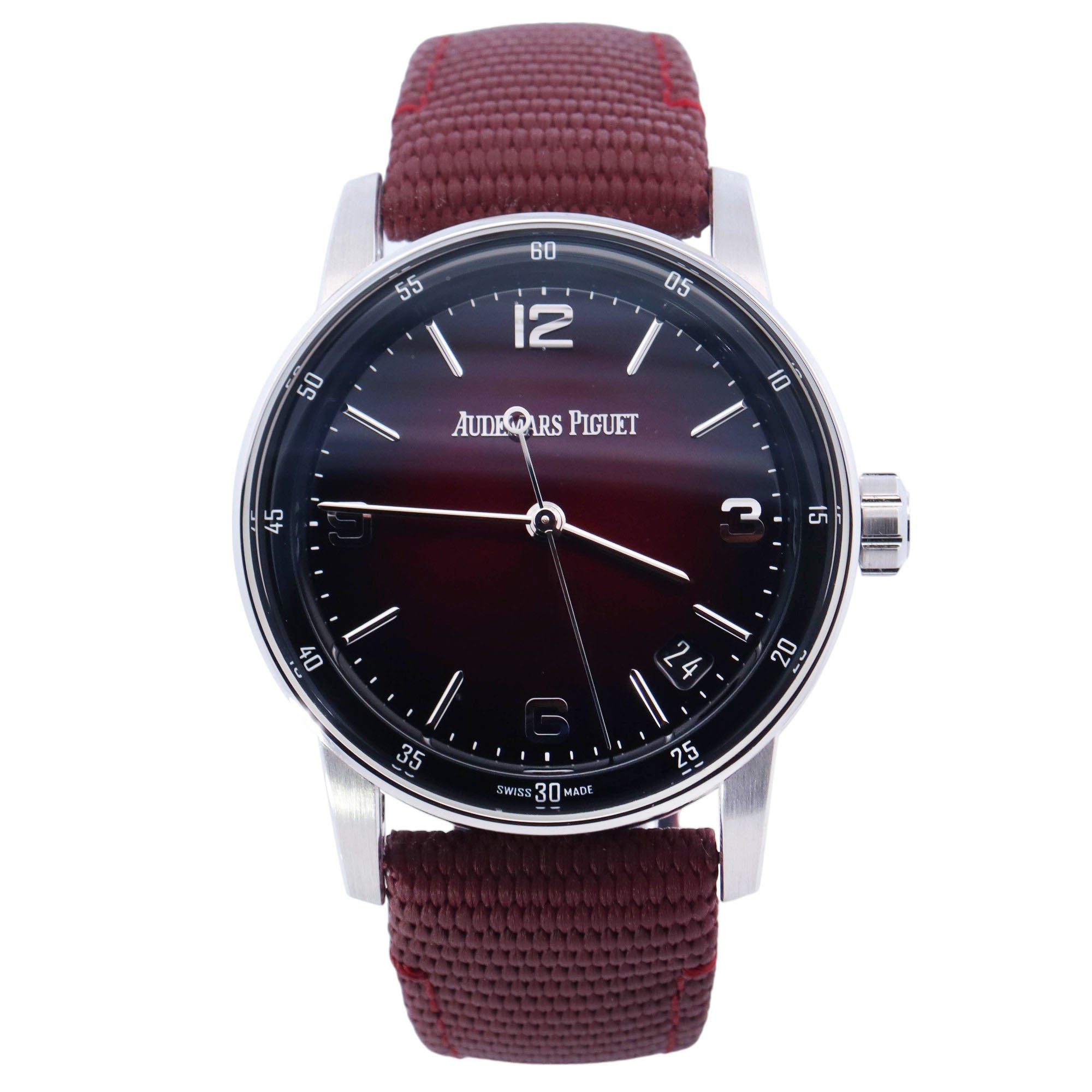 Audemars Piguet Code 11.59 White Gold 41mm Dark Red Arabic & Stick Dial Watch Reference# 15210BC.OO.A068CR.01 - Happy Jewelers Fine Jewelry Lifetime Warranty