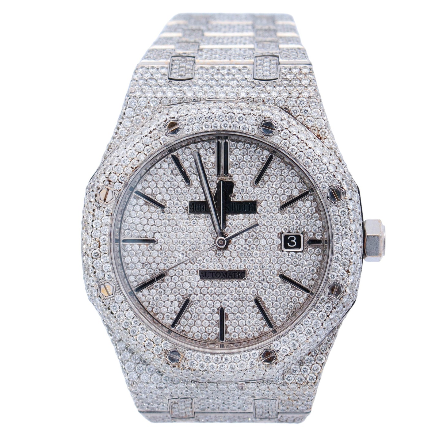Audemars Piguet Royal Oak Stainless Steel 41mm Custom ICED OUT Pave Dial Watch Reference# 14289 - Happy Jewelers Fine Jewelry Lifetime Warranty