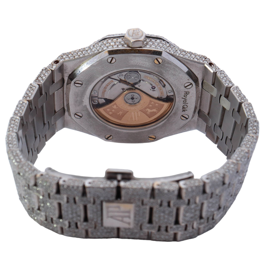 Audemars Piguet Royal Oak Stainless Steel 41mm Custom ICED OUT Pave Dial Watch Reference# 14289 - Happy Jewelers Fine Jewelry Lifetime Warranty