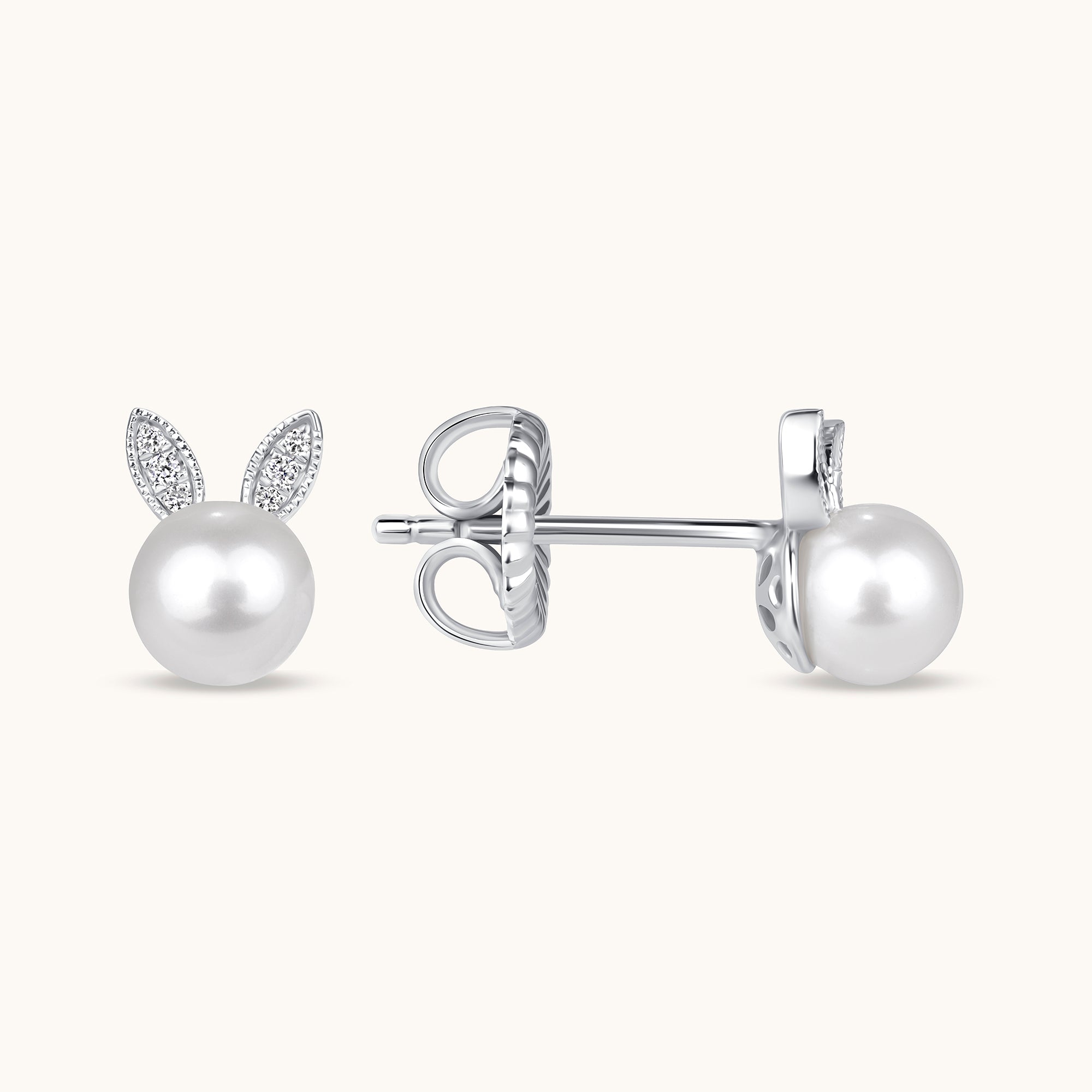 Diamond and Pearl Bunny Stud Earrings – Happy Jewelers