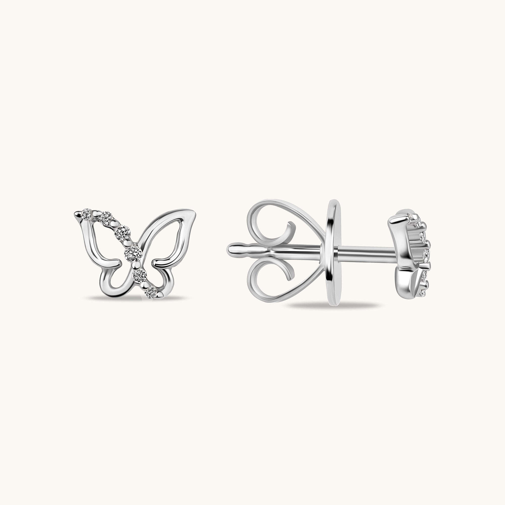 Dainty Diamond Butterfly Stud Earrings - Happy Jewelers Fine Jewelry Lifetime Warranty