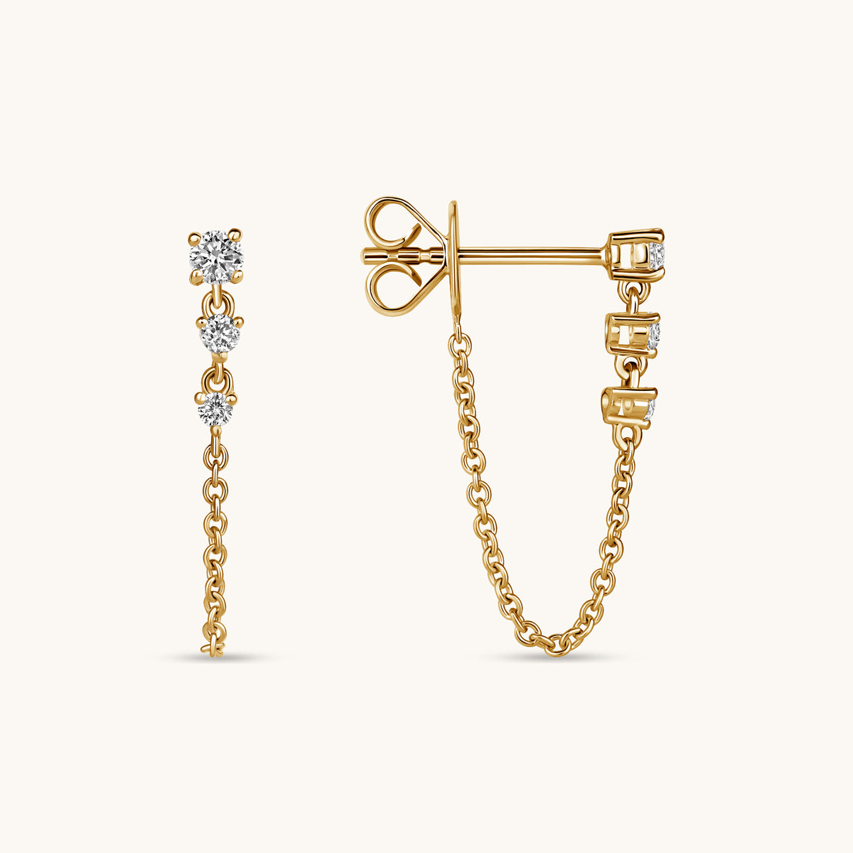 Diamond Trio Chain Studs - Happy Jewelers Fine Jewelry Lifetime Warranty
